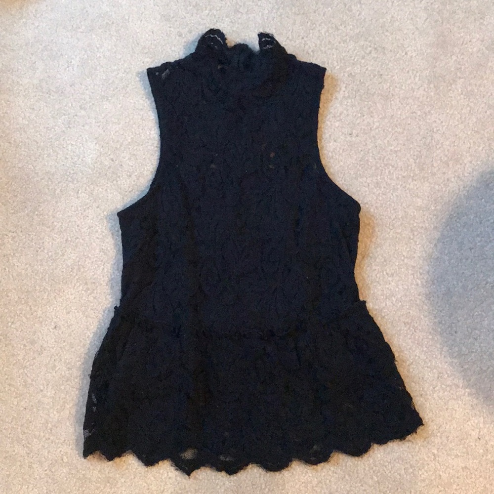 Black lace peplum top
